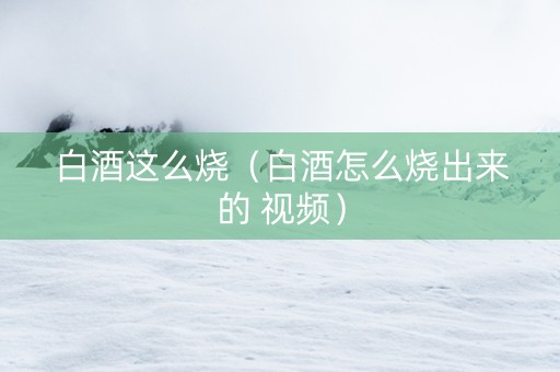 白酒这么烧（白酒怎么烧出来的 视频）