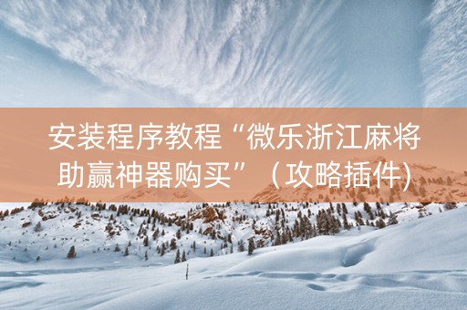 安装程序教程“微乐浙江麻将助赢神器购买”（攻略插件)