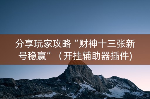 分享玩家攻略“财神十三张新号稳赢”（开挂辅助器插件)