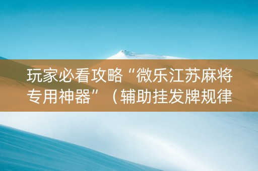 玩家必看攻略“微乐江苏麻将专用神器”（辅助挂发牌规律)