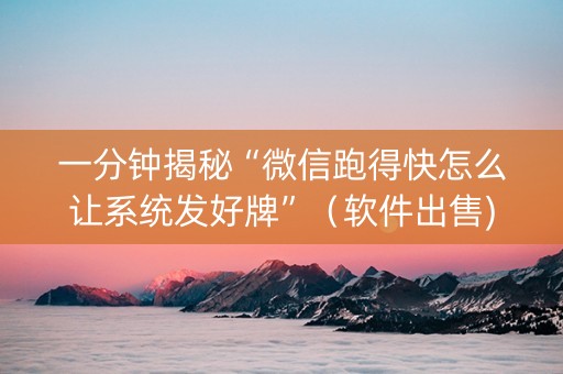一分钟揭秘“微信跑得快怎么让系统发好牌”（软件出售)