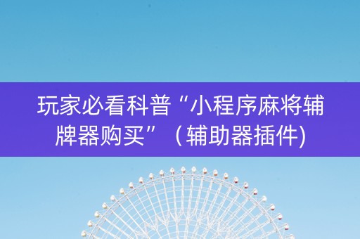 玩家必看科普“小程序麻将辅牌器购买”（辅助器插件)