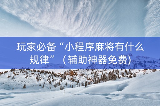 玩家必备“小程序麻将有什么规律”（辅助神器免费)