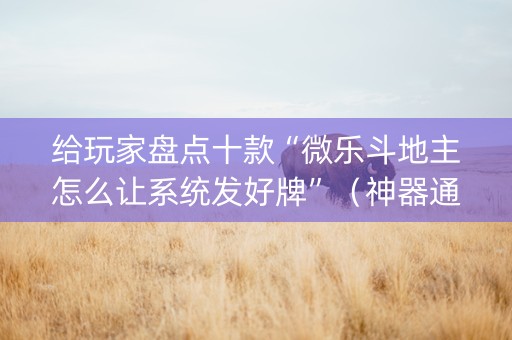 给玩家盘点十款“微乐斗地主怎么让系统发好牌”（神器通用版)