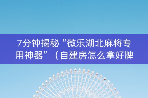 7分钟揭秘“微乐湖北麻将专用神器”（自建房怎么拿好牌)