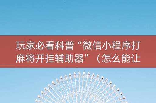 玩家必看科普“微信小程序打麻将开挂辅助器”（怎么能让牌好一点)