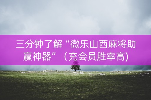 三分钟了解“微乐山西麻将助赢神器”（充会员胜率高)