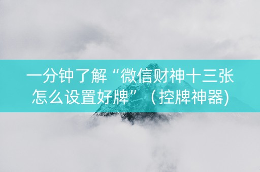 一分钟了解“微信财神十三张怎么设置好牌”（控牌神器)