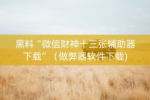 黑料“微信财神十三张辅助器下载”（做弊器软件下载)