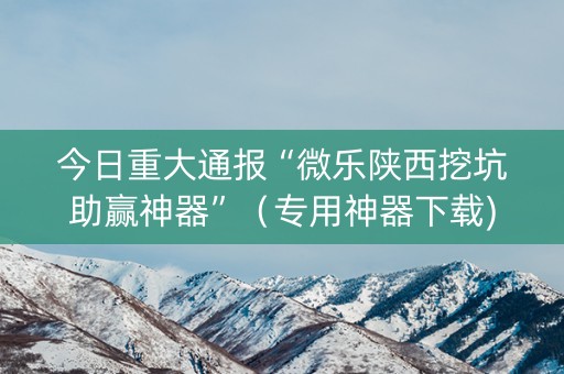 今日重大通报“微乐陕西挖坑助赢神器”（专用神器下载)