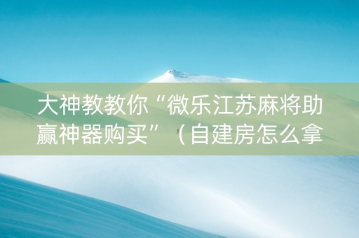 大神教教你“微乐江苏麻将助赢神器购买”（自建房怎么拿好牌)