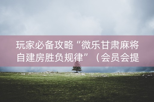 玩家必备攻略“微乐甘肃麻将自建房胜负规律”（会员会提高胜率吗)