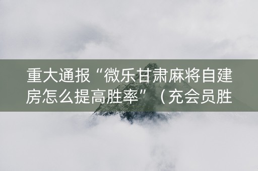 重大通报“微乐甘肃麻将自建房怎么提高胜率”（充会员胜率高)