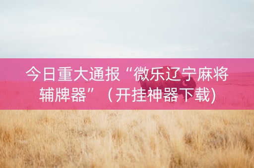 今日重大通报“微乐辽宁麻将辅牌器”（开挂神器下载)