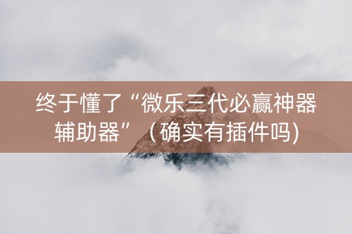 终于懂了“微乐三代必赢神器辅助器”（确实有插件吗)