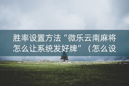 胜率设置方法“微乐云南麻将怎么让系统发好牌”（怎么设置能有好牌)