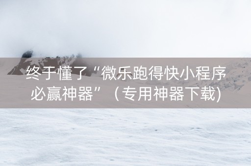 终于懂了“微乐跑得快小程序必赢神器”（专用神器下载)