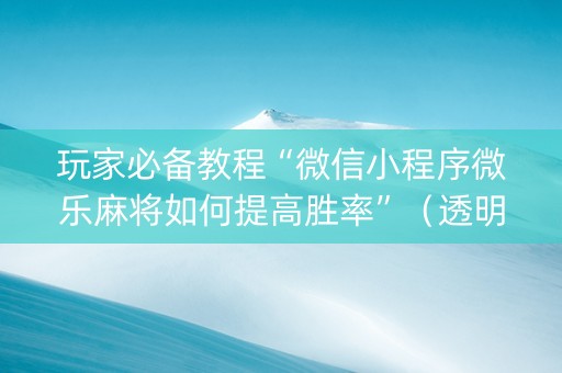 玩家必备教程“微信小程序微乐麻将如何提高胜率”（透明挂辅助器)