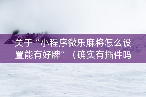 关于“小程序微乐麻将怎么设置能有好牌”（确实有插件吗)