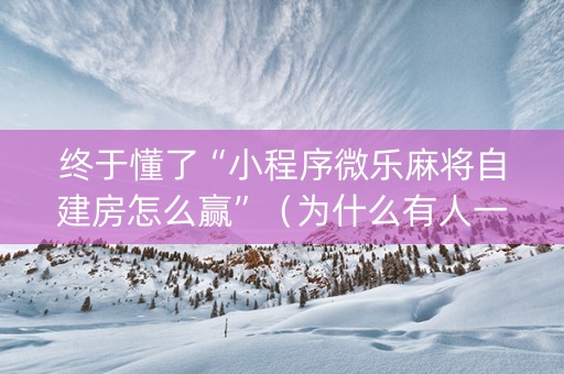 终于懂了“小程序微乐麻将自建房怎么赢”（为什么有人一直赢)