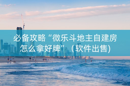 必备攻略“微乐斗地主自建房怎么拿好牌”（软件出售)