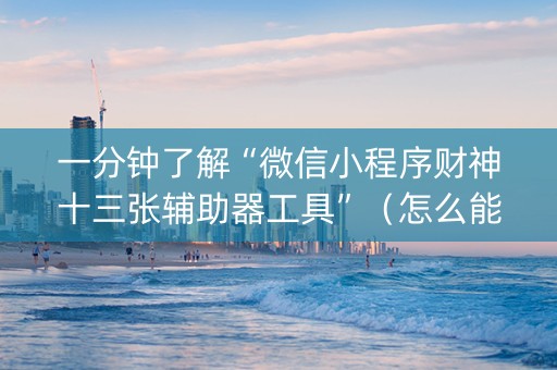 一分钟了解“微信小程序财神十三张辅助器工具”（怎么能让牌好一点)