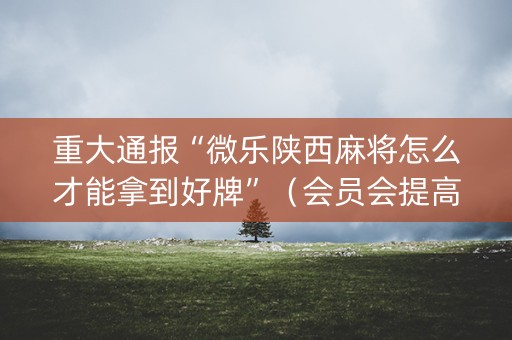重大通报“微乐陕西麻将怎么才能拿到好牌”（会员会提高胜率吗)