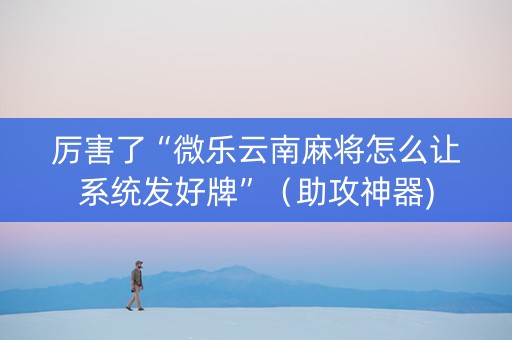 厉害了“微乐云南麻将怎么让系统发好牌”（助攻神器)