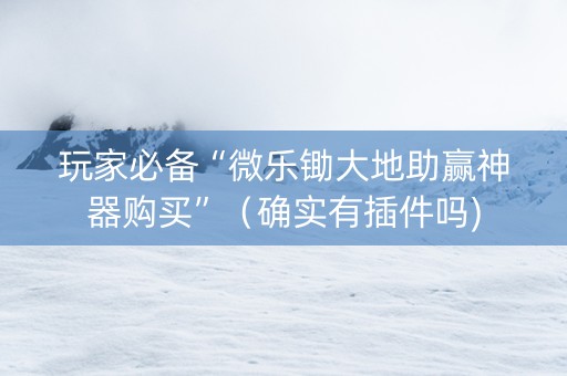 玩家必备“微乐锄大地助赢神器购买”（确实有插件吗)