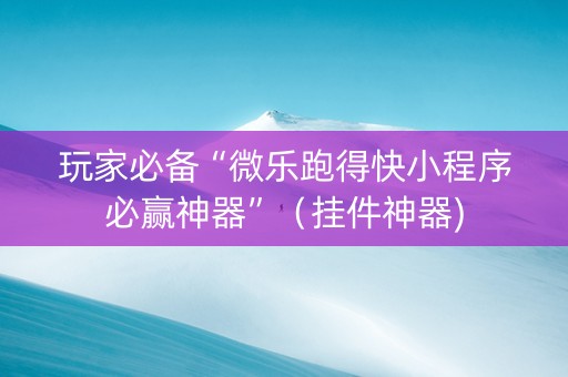 玩家必备“微乐跑得快小程序必赢神器”（挂件神器)
