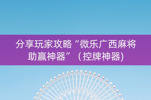分享玩家攻略“微乐广西麻将助赢神器”（控牌神器)