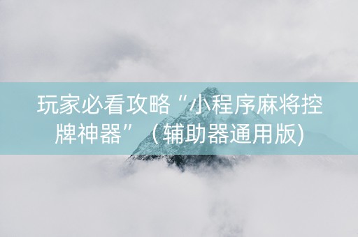 玩家必看攻略“小程序麻将控牌神器”（辅助器通用版)