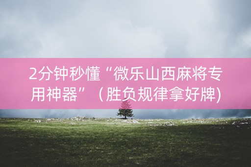2分钟秒懂“微乐山西麻将专用神器”（胜负规律拿好牌)