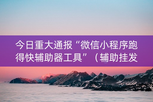 今日重大通报“微信小程序跑得快辅助器工具”（辅助挂发牌规律)