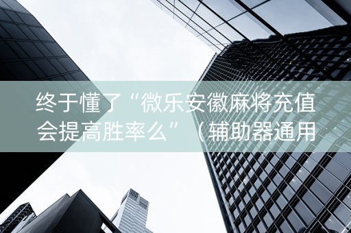 终于懂了“微乐安徽麻将充值会提高胜率么”（辅助器通用版)
