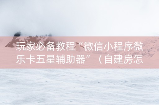 玩家必备教程“微信小程序微乐卡五星辅助器”（自建房怎么拿好牌)