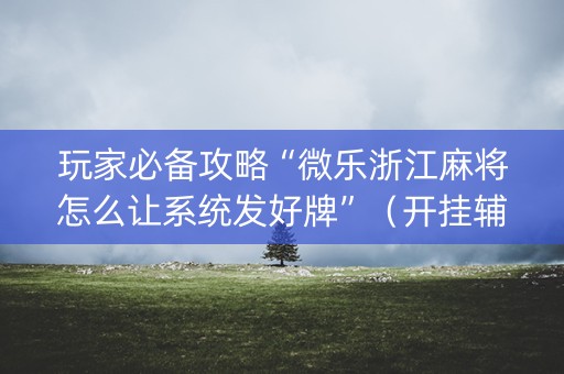 玩家必备攻略“微乐浙江麻将怎么让系统发好牌”（开挂辅助器插件)