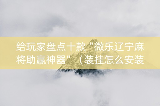 给玩家盘点十款“微乐辽宁麻将助赢神器”（装挂怎么安装)