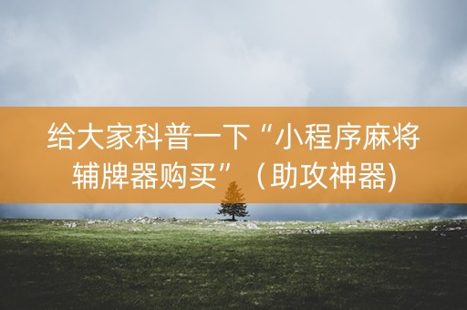 给大家科普一下“小程序麻将辅牌器购买”（助攻神器)