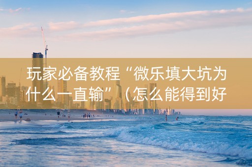 玩家必备教程“微乐填大坑为什么一直输”（怎么能得到好牌)