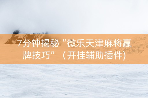 7分钟揭秘“微乐天津麻将赢牌技巧”（开挂辅助插件)