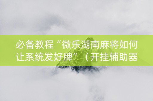必备教程“微乐湖南麻将如何让系统发好牌”（开挂辅助器插件)