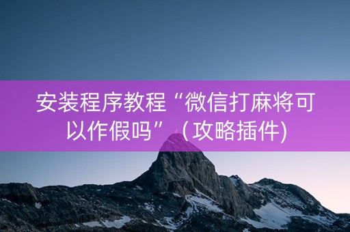 安装程序教程“微信打麻将可以作假吗”（攻略插件)