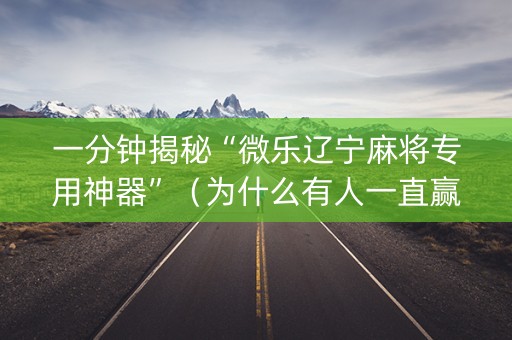 一分钟揭秘“微乐辽宁麻将专用神器”（为什么有人一直赢)