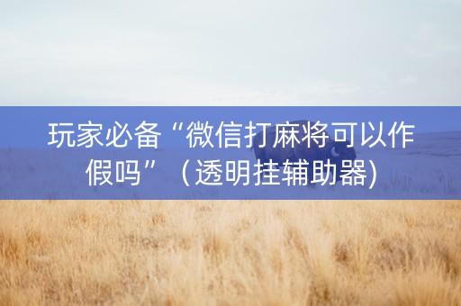 玩家必备“微信打麻将可以作假吗”（透明挂辅助器)