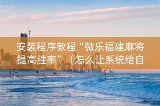 安装程序教程“微乐福建麻将提高胜率”（怎么让系统给自己好牌)