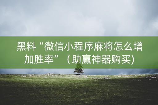 黑料“微信小程序麻将怎么增加胜率”（助赢神器购买)