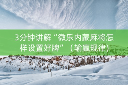 3分钟讲解“微乐内蒙麻将怎样设置好牌”（输赢规律)