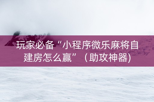 玩家必备“小程序微乐麻将自建房怎么赢”（助攻神器)