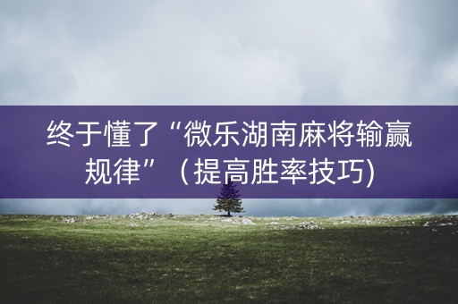 终于懂了“微乐湖南麻将输赢规律”（提高胜率技巧)